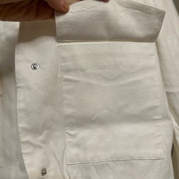 Zara White linen oversized bomber jacket size SMALL - Picture 12 of 14